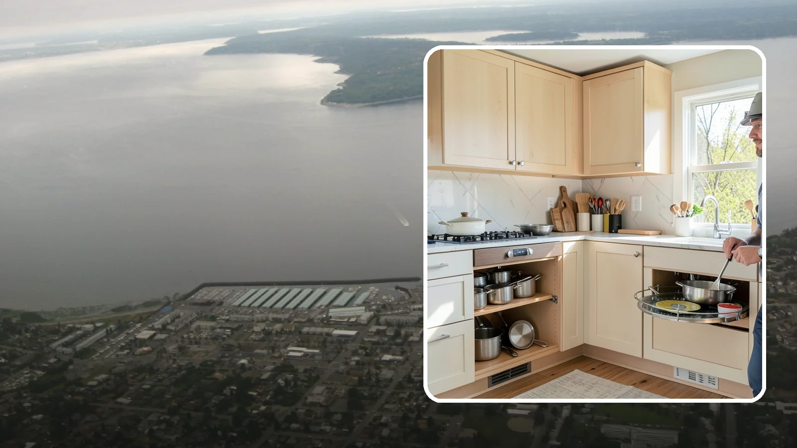 Lazy Susan Installation in Des Moines, King County, WA - Installing a rotating lazy Susan carousel in a corner cabinet to make its dead space fully accessible.