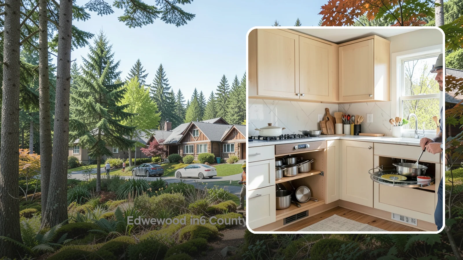 Lazy Susan Installation in Edgewood, Pierce County, WA - Installing a rotating lazy Susan carousel in a corner cabinet to make its dead space fully accessible.
