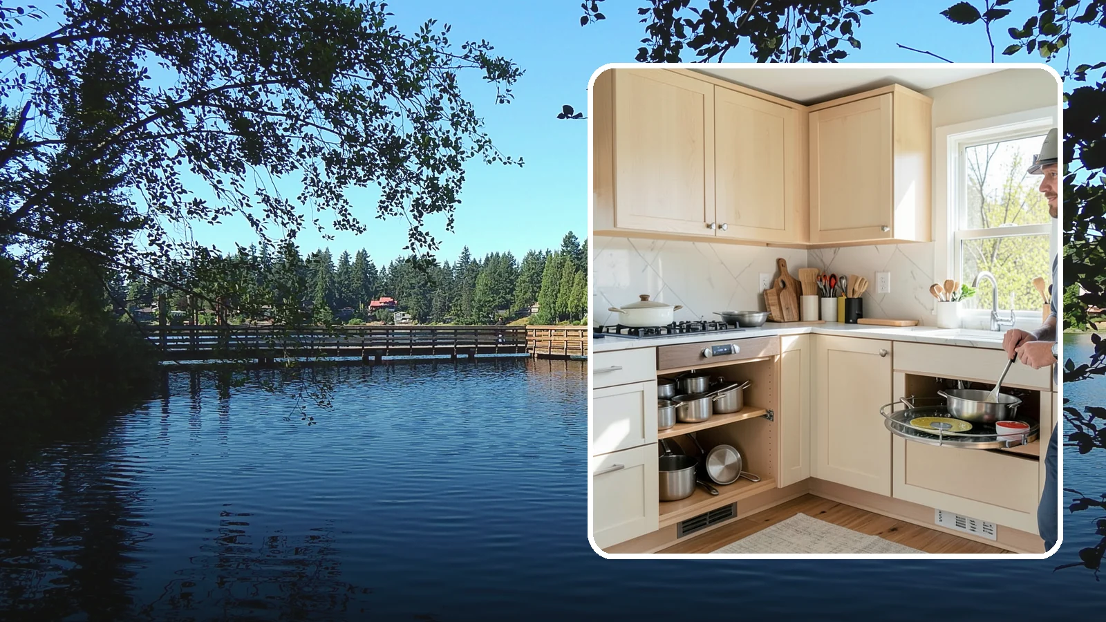 Lazy Susan Installation in Federal Way, King County, WA - Installing a rotating lazy Susan carousel in a corner cabinet to make its dead space fully accessible.