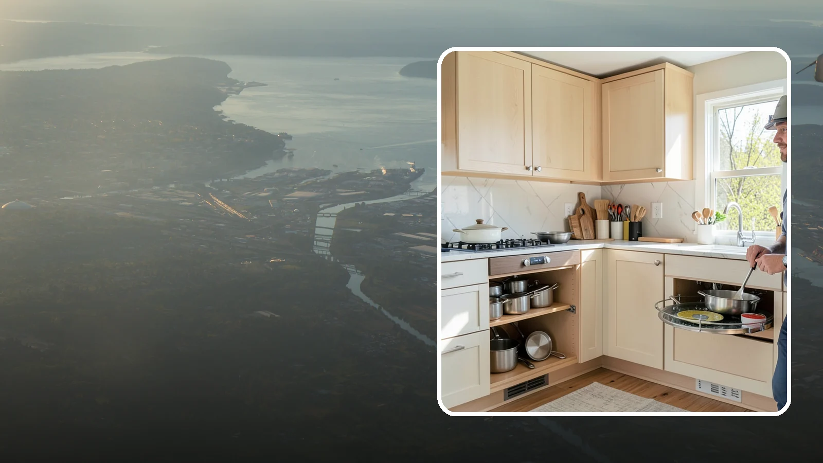 Lazy Susan Installation in Fife, Pierce County, WA - Installing a rotating lazy Susan carousel in a corner cabinet to make its dead space fully accessible.