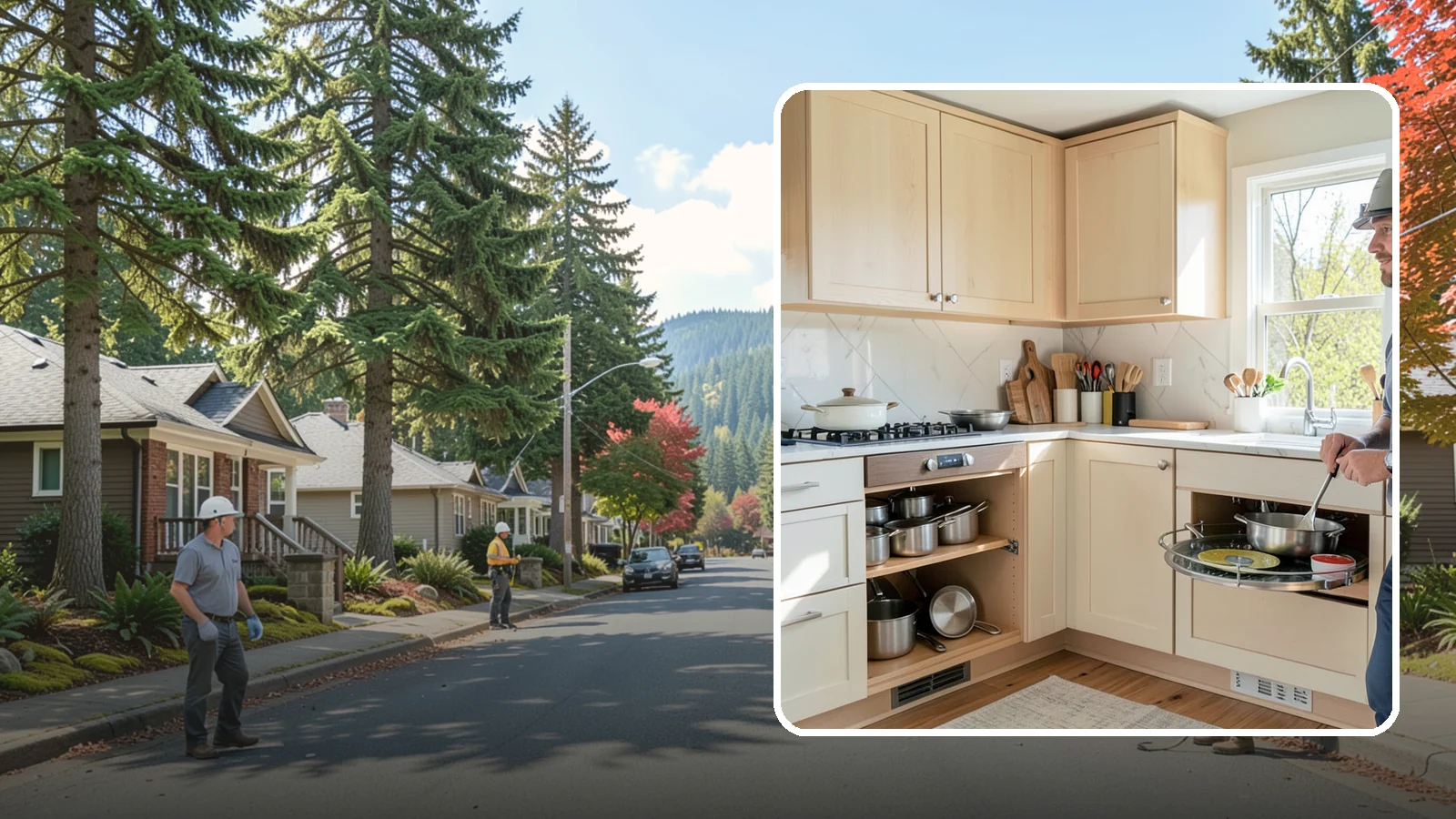 Lazy Susan Installation in Hunts Point, King County, WA - Installing a rotating lazy Susan carousel in a corner cabinet to make its dead space fully accessible.