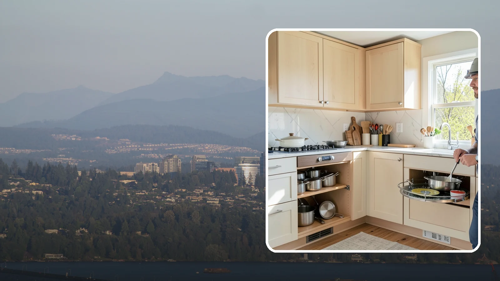 Lazy Susan Installation in Medina, King County, WA - Installing a rotating lazy Susan carousel in a corner cabinet to make its dead space fully accessible.