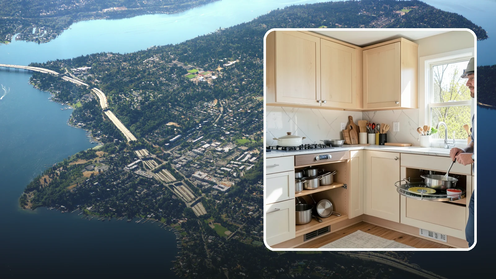 Lazy Susan Installation in Mercer Island, King County, WA - Installing a rotating lazy Susan carousel in a corner cabinet to make its dead space fully accessible.