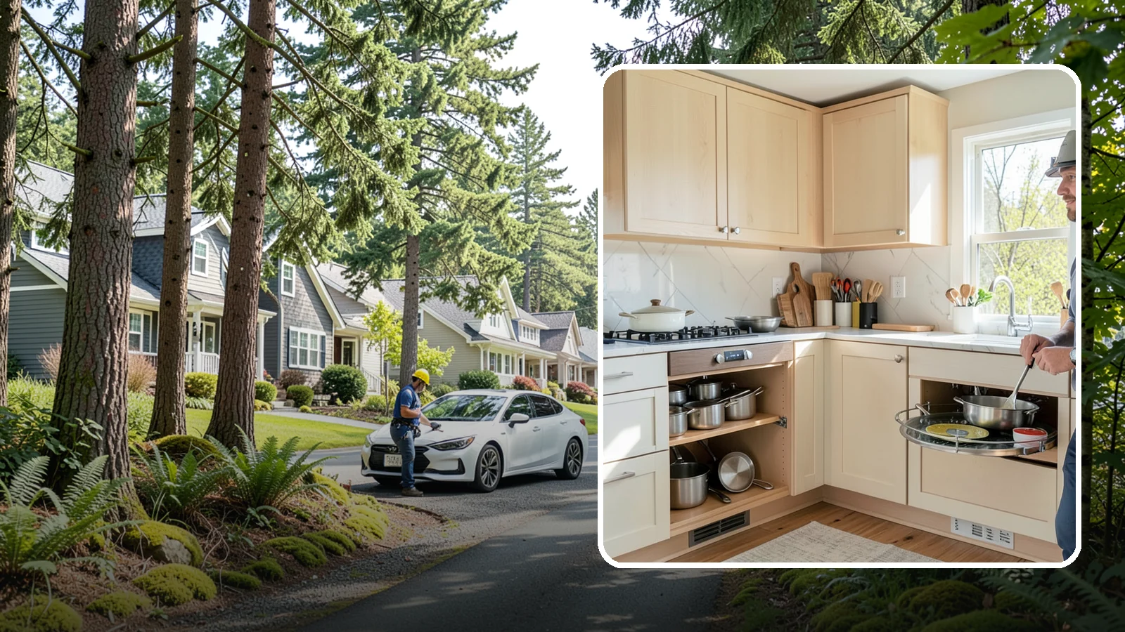 Lazy Susan Installation in Normandy Park, King County, WA - Installing a rotating lazy Susan carousel in a corner cabinet to make its dead space fully accessible.