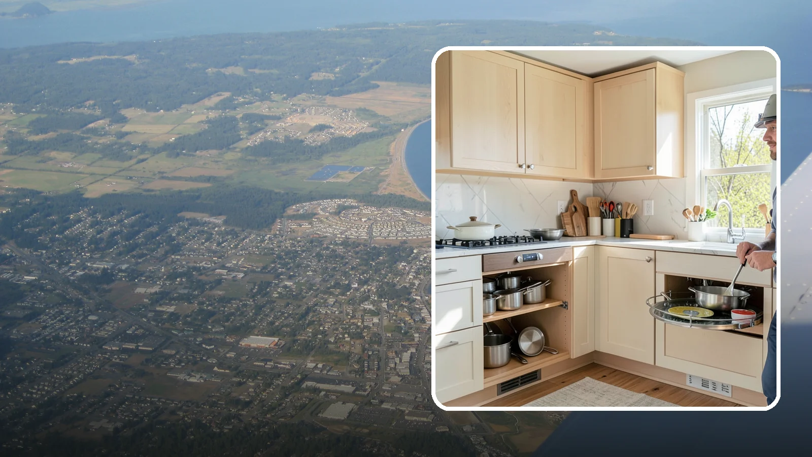 Lazy Susan Installation in Oak Harbor, Island County, WA - Installing a rotating lazy Susan carousel in a corner cabinet to make its dead space fully accessible.