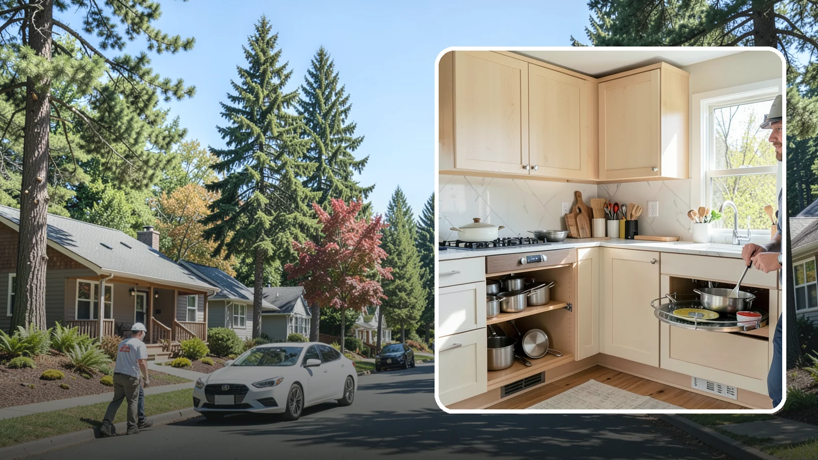 Lazy Susan Installation in Orting, Pierce County, WA - Installing a rotating lazy Susan carousel in a corner cabinet to make its dead space fully accessible.
