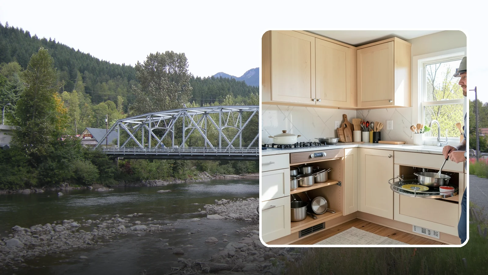 Lazy Susan Installation in Skykomish, King County, WA - Installing a rotating lazy Susan carousel in a corner cabinet to make its dead space fully accessible.