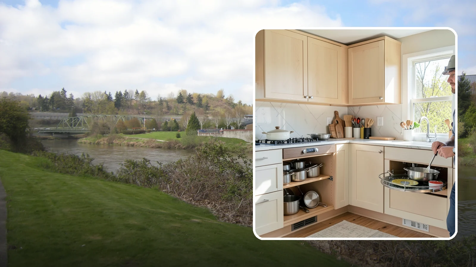 Lazy Susan Installation in Tukwila, King County, WA - Installing a rotating lazy Susan carousel in a corner cabinet to make its dead space fully accessible.