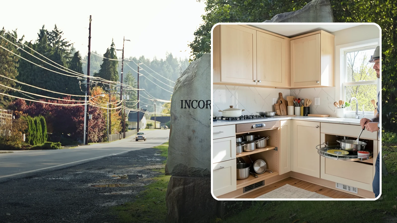Lazy Susan Installation in Wilkeson, Pierce County, WA - Installing a rotating lazy Susan carousel in a corner cabinet to make its dead space fully accessible.