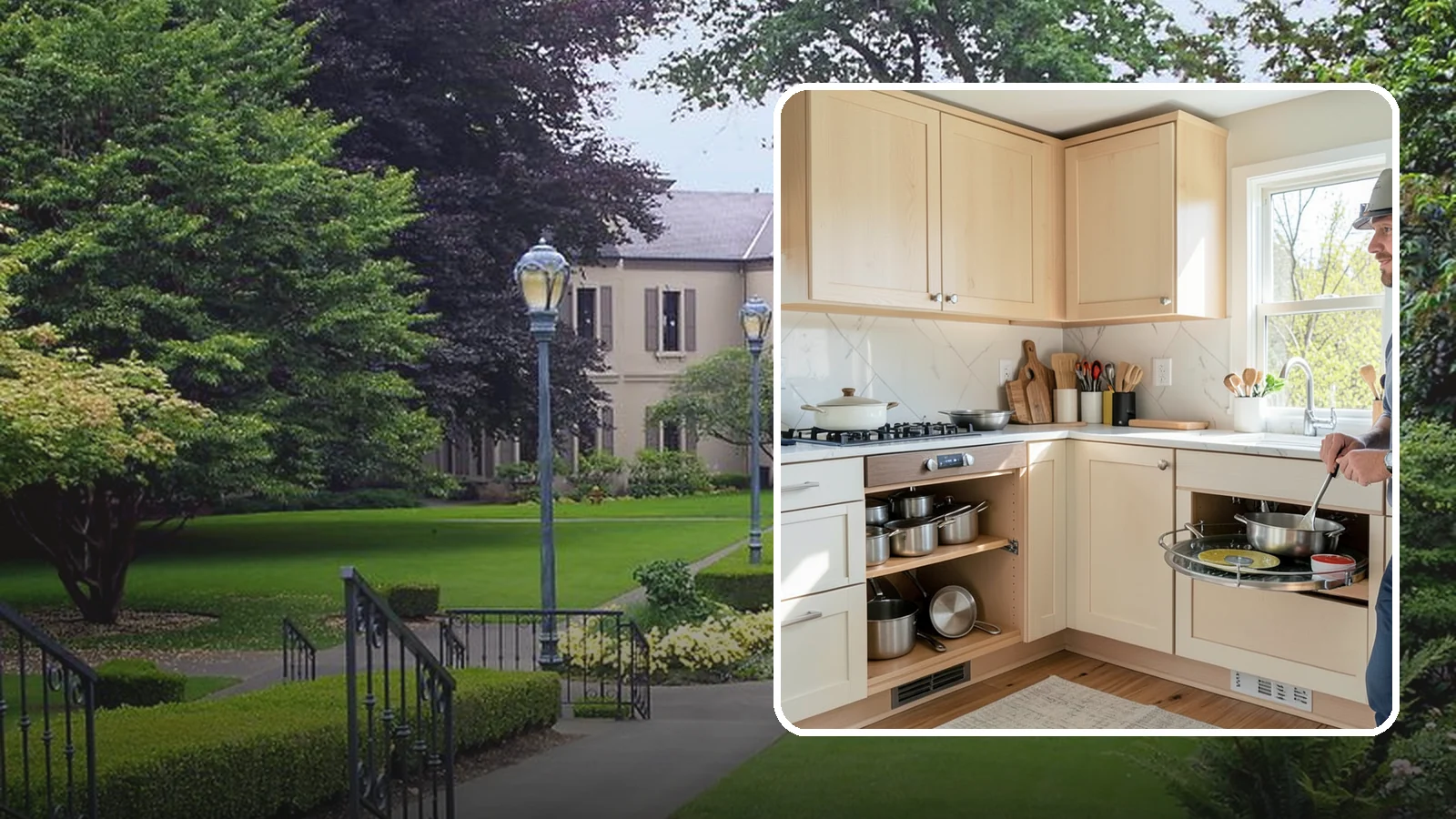 Lazy Susan Installation in Woodinville, King County, WA - Installing a rotating lazy Susan carousel in a corner cabinet to make its dead space fully accessible.
