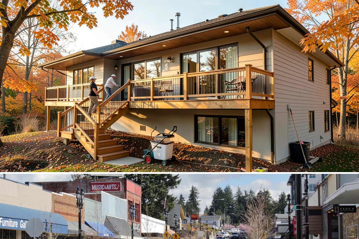 LED Lighting Retrofit in Bothell, King County, WA - Fall is popular as daylight shortens, but retrofits can be done in any season.