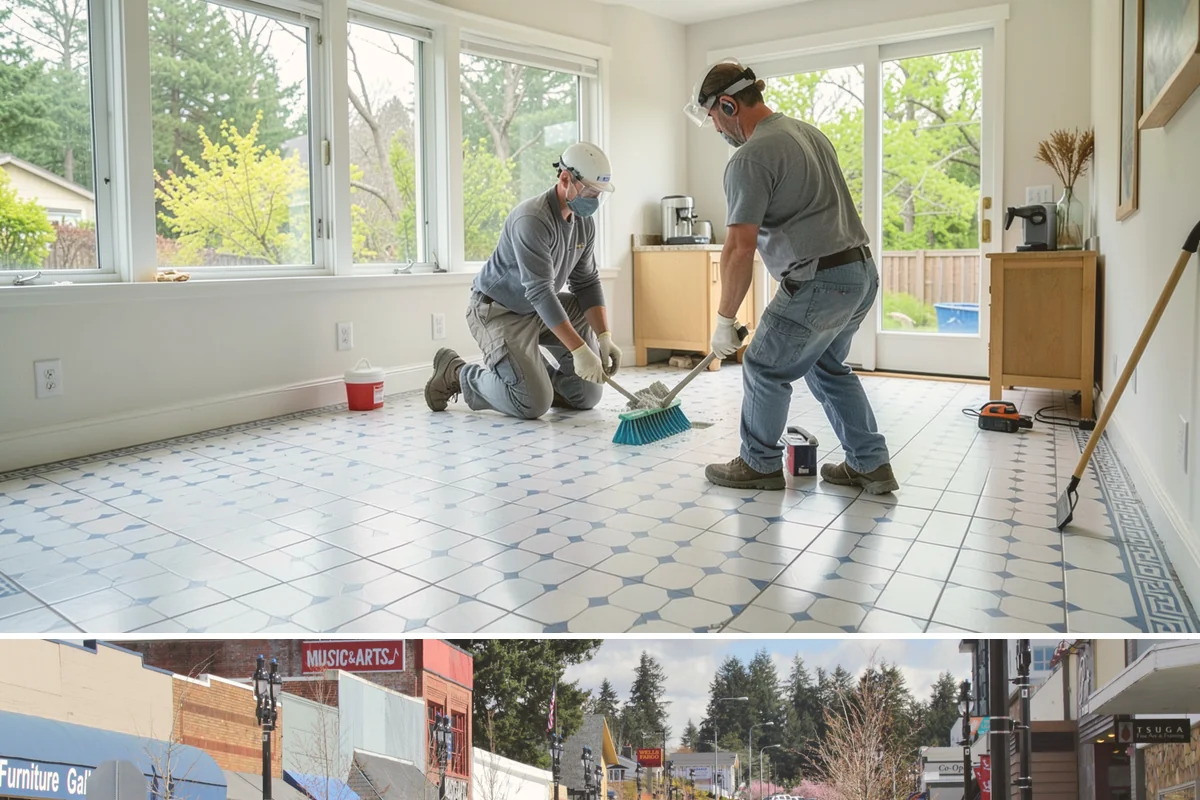 Linear Drain Installation in Bothell, King County, WA - Because it reshapes the shower floor, a linear drain is best installed during a slower-season rebuild for careful slope work.