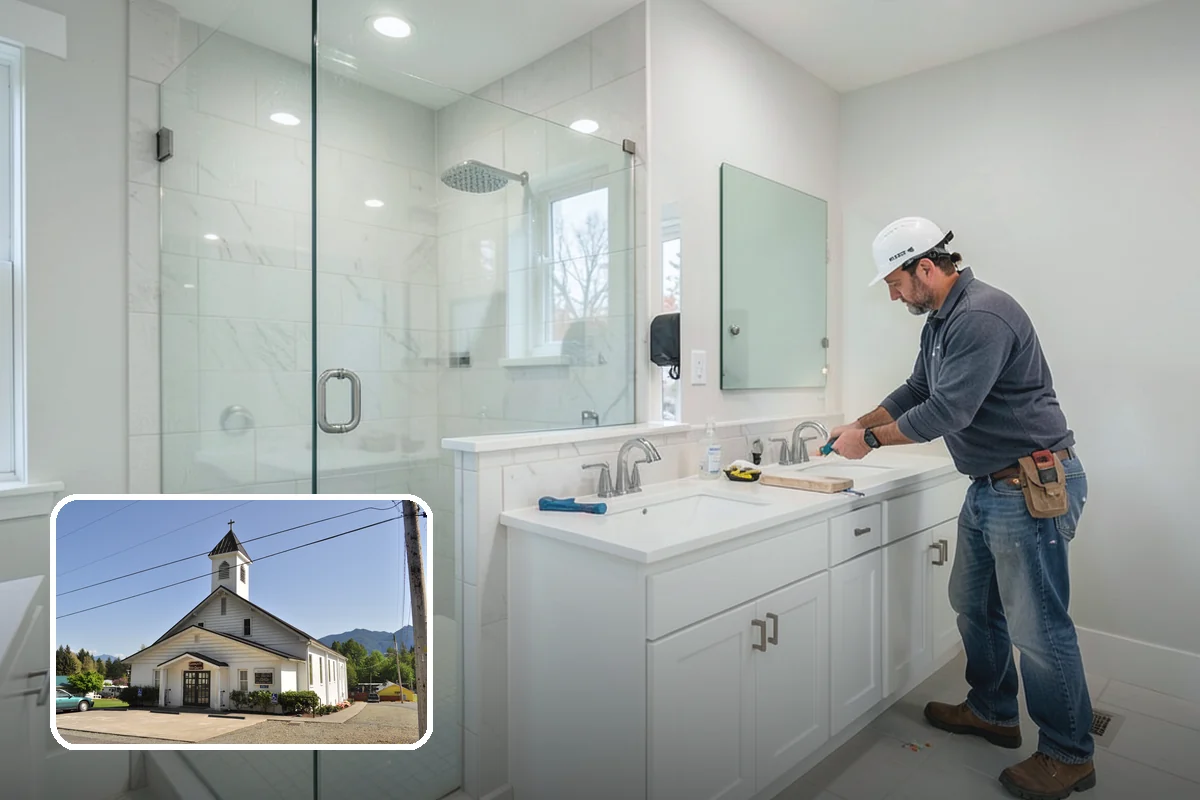 Linear Drain Installation in Concrete, Skagit County, WA - Allows a clean single-slope floor