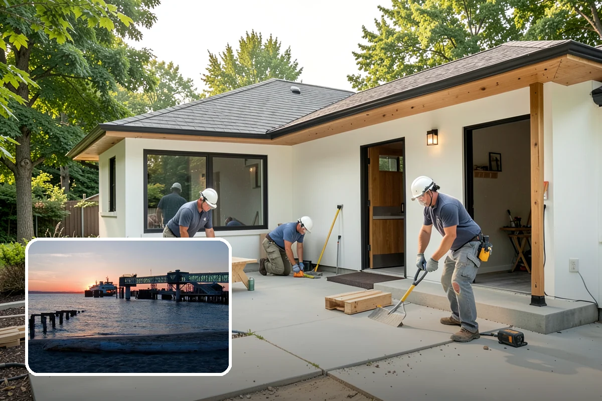 Linear Drain Installation in Edmonds, Snohomish County, WA - Allows a clean single-slope floor