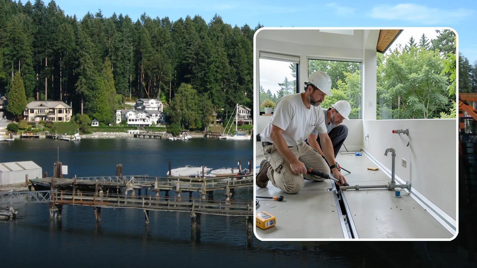 Linear Drain Installation in Gig Harbor, Pierce County, WA - A linear drain installation replaces a center drain with a sleek trench that improves flow and design.