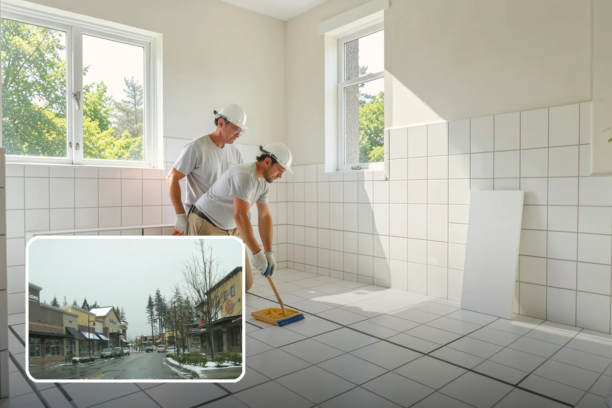 Linear Drain Installation in Mill Creek, Snohomish County, WA - Allows a clean single-slope floor