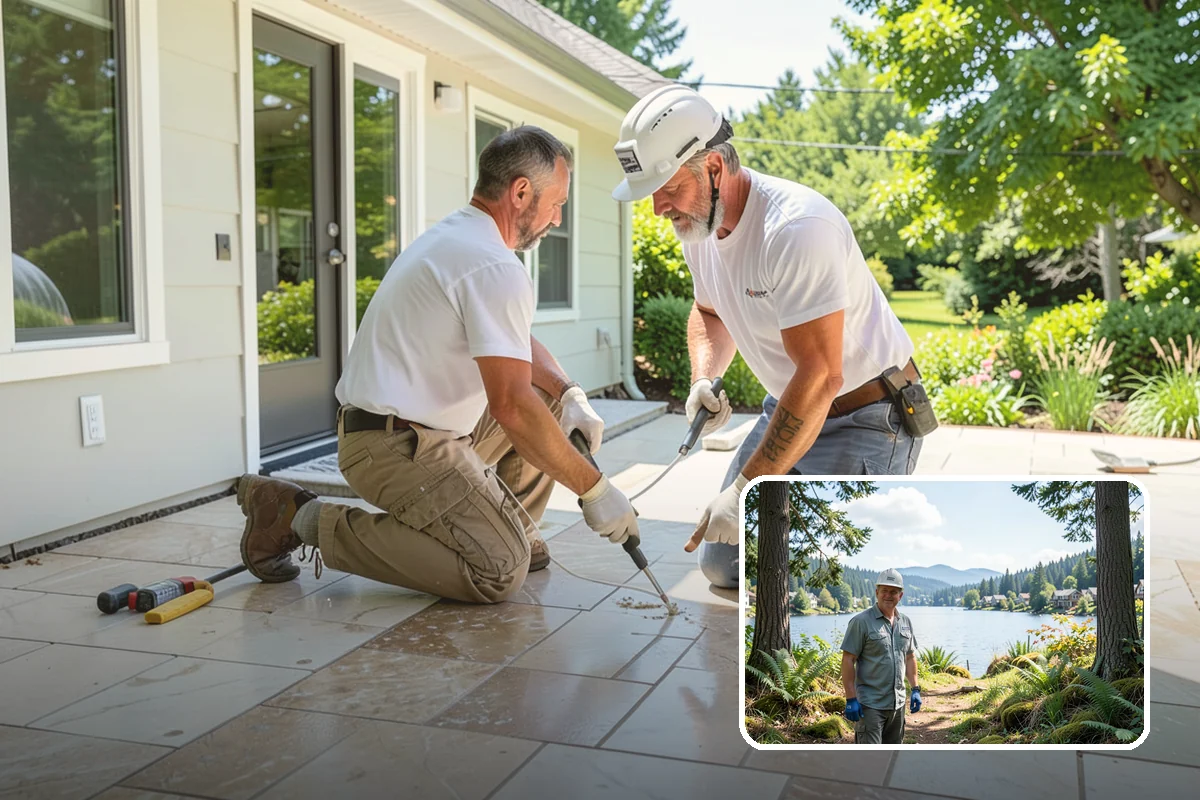 Linear Drain Installation in Milton, King County, WA - Allows a clean single-slope floor