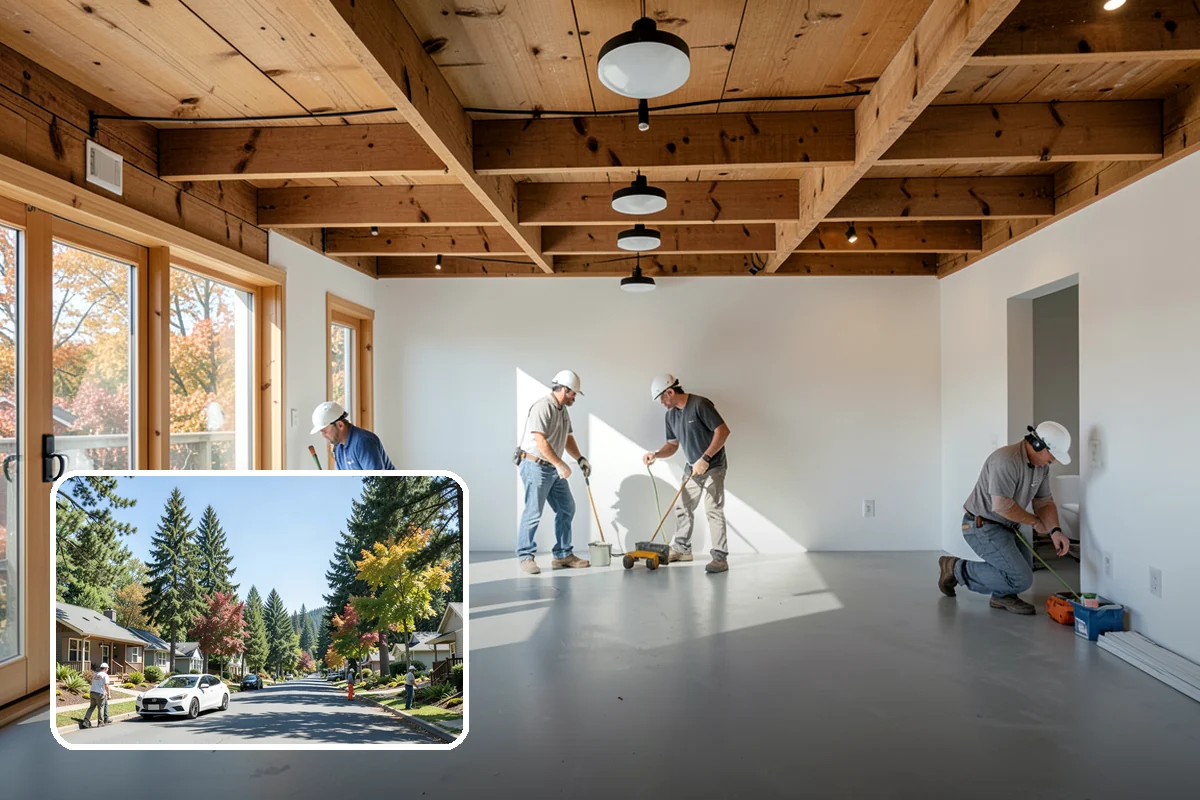 Linear Drain Installation in Orting, Pierce County, WA - Allows a clean single-slope floor