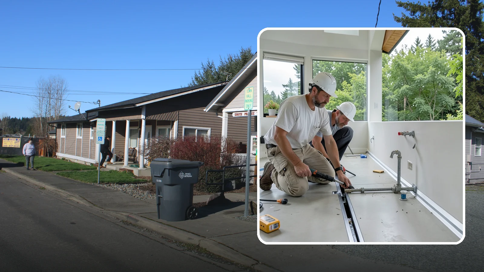 Linear Drain Installation in South Prairie, Pierce County, WA - A linear drain installation replaces a center drain with a sleek trench that improves flow and design.