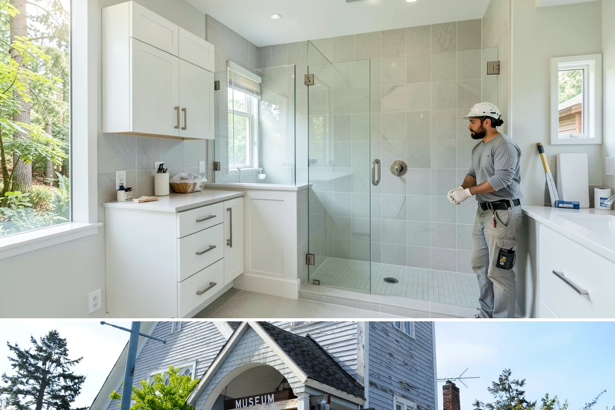 Linear Drain Installation in Steilacoom, Pierce County, WA - Because it reshapes the shower floor, a linear drain is best installed during a slower-season rebuild for careful slope work.