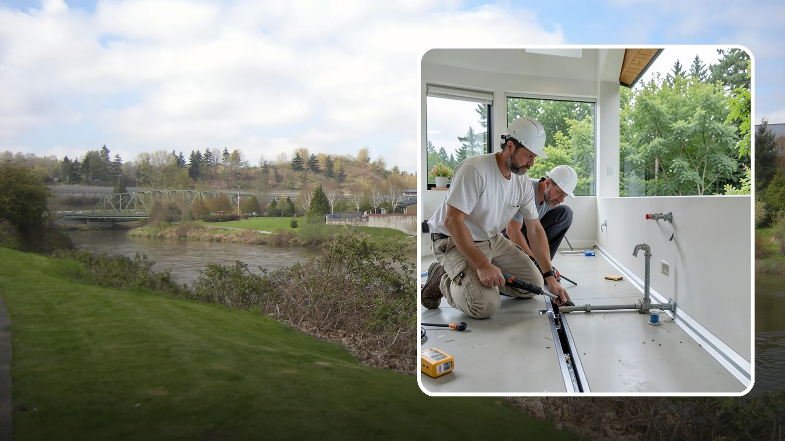 Linear Drain Installation in Tukwila, King County, WA - A linear drain installation replaces a center drain with a sleek trench that improves flow and design.