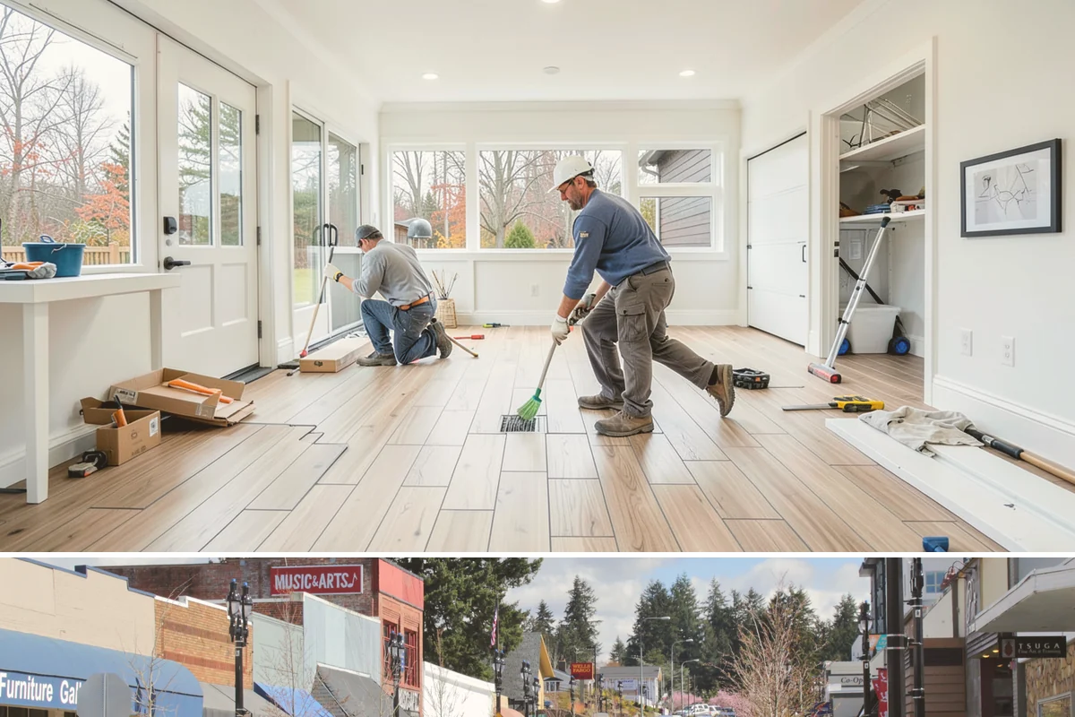Linear Fireplace Installation in Bothell, King County, WA - Installing a linear fireplace in early fall lets you enjoy its warmth and ambiance throughout the gray winter months.