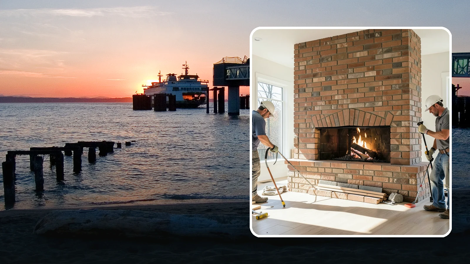 Linear Fireplace Installation in Edmonds, Snohomish County, WA - Sleek, wide-format linear fireplaces that deliver modern ambiance and clean flame lines.