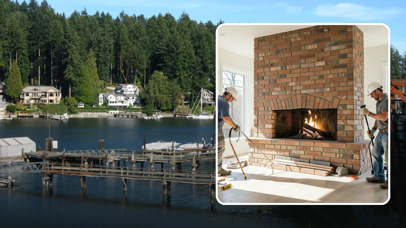 Linear Fireplace Installation in Gig Harbor, Pierce County, WA - Sleek, wide-format linear fireplaces that deliver modern ambiance and clean flame lines.