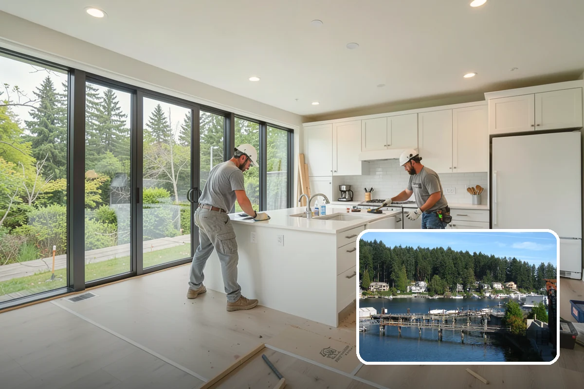 Linear Fireplace Installation in Gig Harbor, Pierce County, WA - Modern, wide flame that becomes a design statement