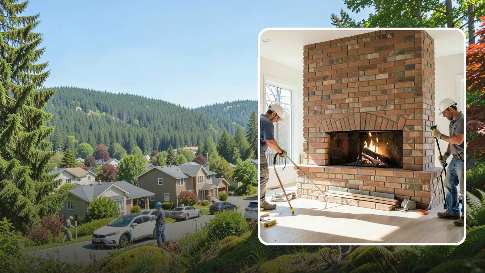 Linear Fireplace Installation in Index, Snohomish County, WA - Sleek, wide-format linear fireplaces that deliver modern ambiance and clean flame lines.