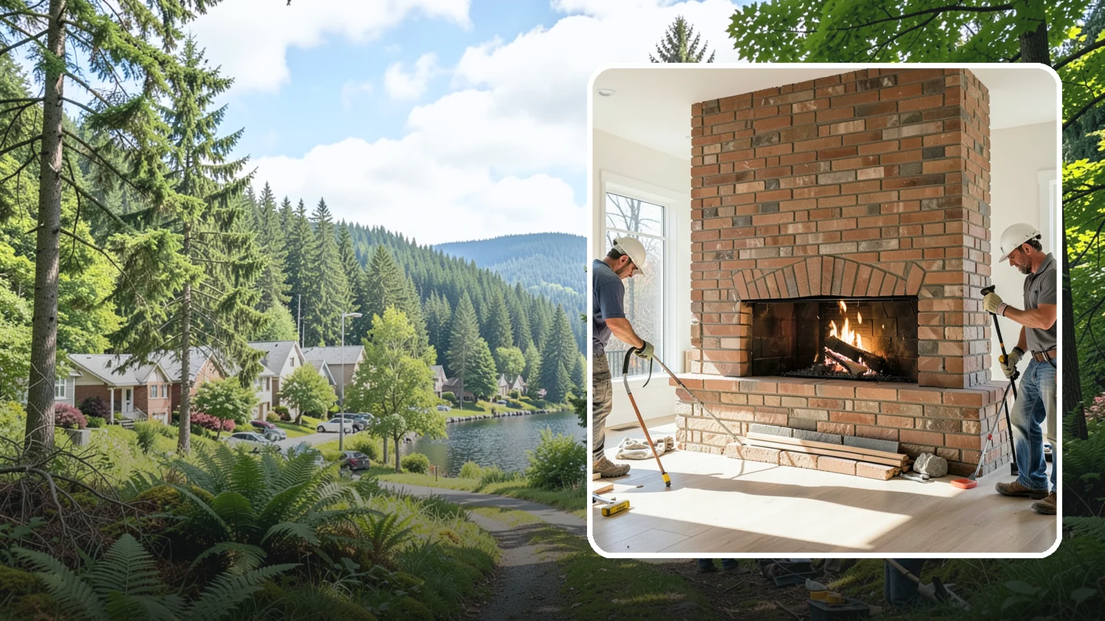 Linear Fireplace Installation in Lake Forest Park, King County, WA - Sleek, wide-format linear fireplaces that deliver modern ambiance and clean flame lines.