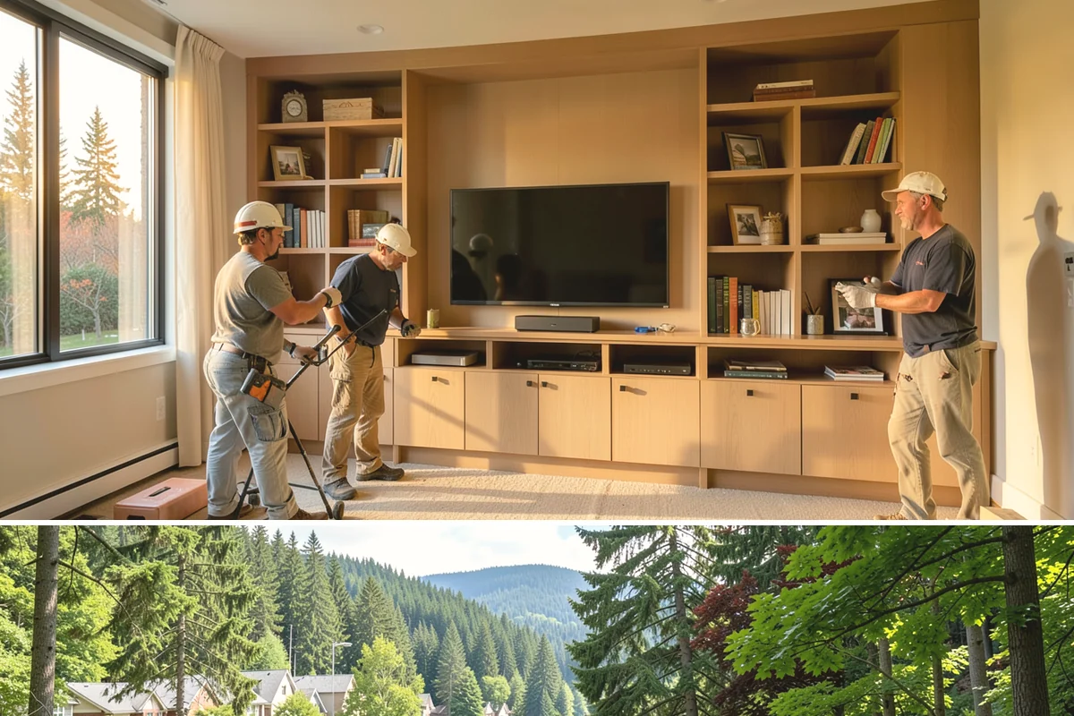 Linear Fireplace Installation in Lake Forest Park, King County, WA - Installing a linear fireplace in early fall lets you enjoy its warmth and ambiance throughout the gray winter months.