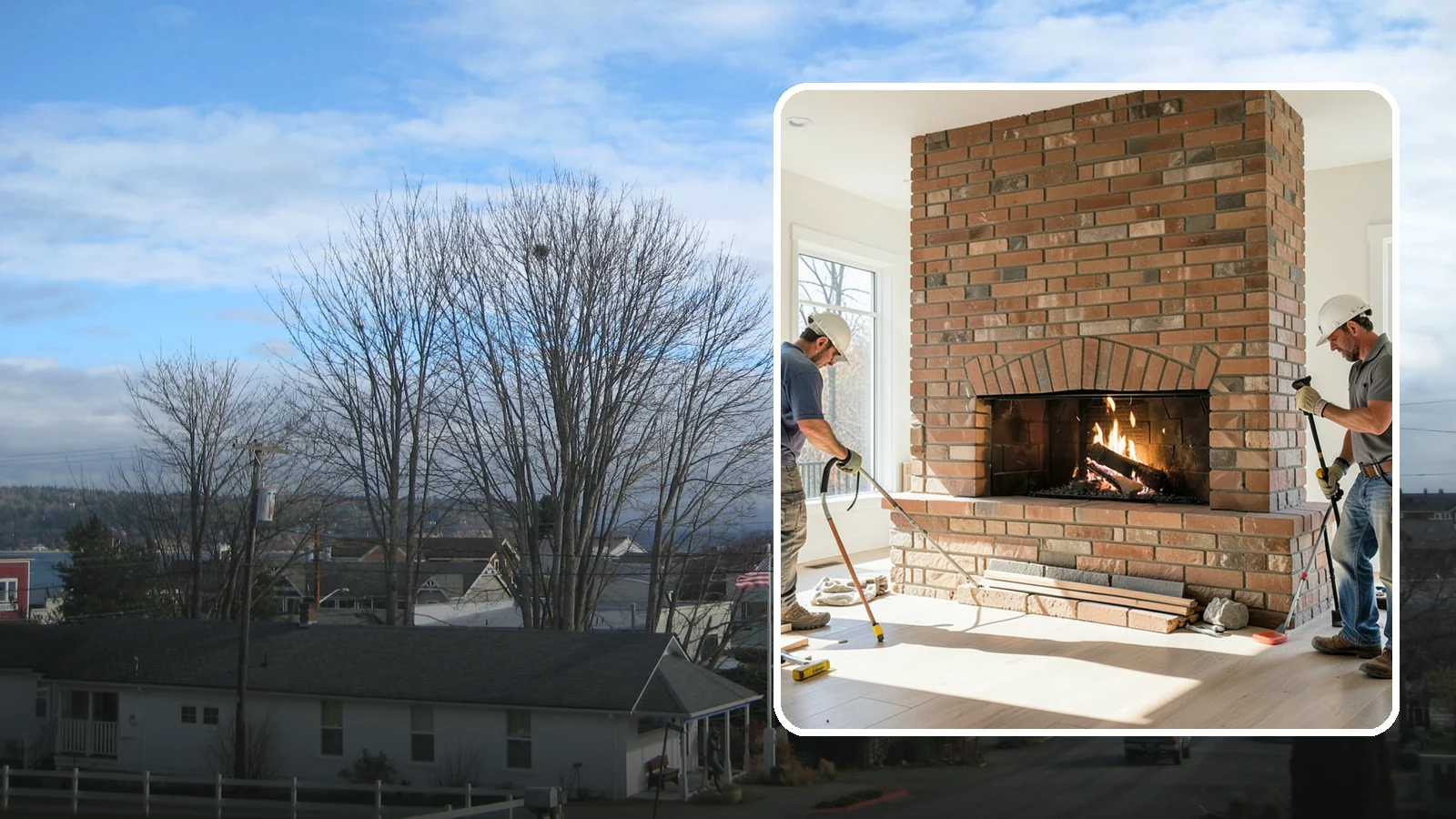 Linear Fireplace Installation in Langley, Island County, WA - Sleek, wide-format linear fireplaces that deliver modern ambiance and clean flame lines.