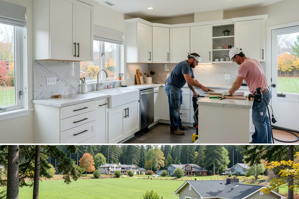Linear Fireplace Installation in Lyman, Skagit County, WA - Installing a linear fireplace in early fall lets you enjoy its warmth and ambiance throughout the gray winter months.