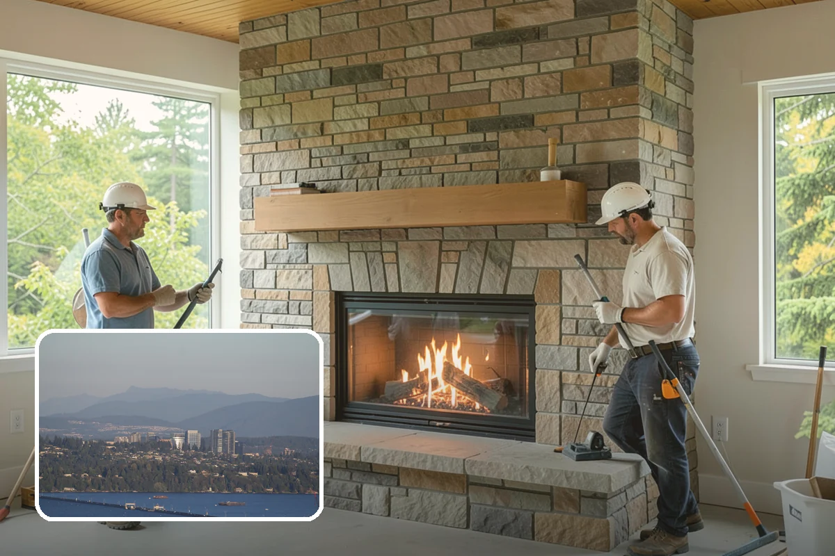 Linear Fireplace Installation in Medina, King County, WA - Modern, wide flame that becomes a design statement