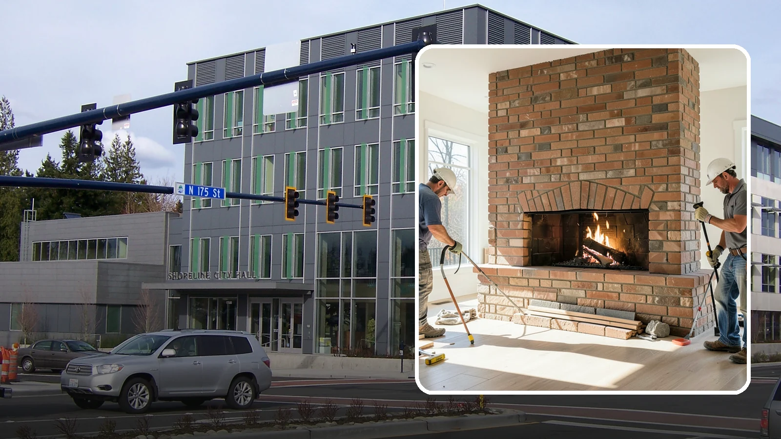 Linear Fireplace Installation in Shoreline, King County, WA - Sleek, wide-format linear fireplaces that deliver modern ambiance and clean flame lines.