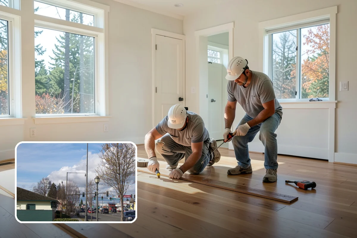 Living Room Flooring Installation in Marysville, Snohomish County, WA - Handsome finishes that impress guests