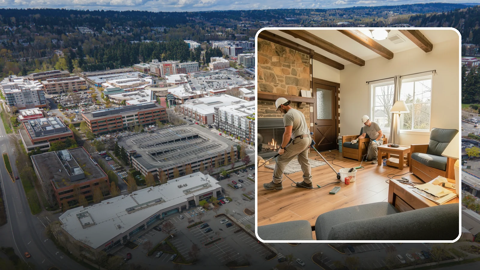 Living Room Flooring Installation in Redmond, King County, WA - Living room flooring installation that balances everyday durability with the style that sets your home's tone.