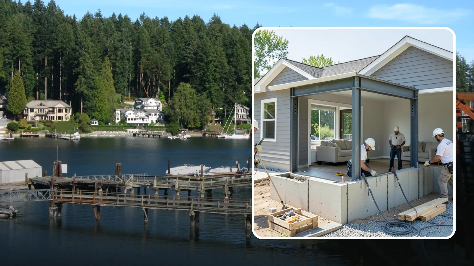 Load-Bearing Wall Removal in Gig Harbor, Pierce County, WA - Safely removing a structural wall with engineered beam support to open your home without compromising stability.