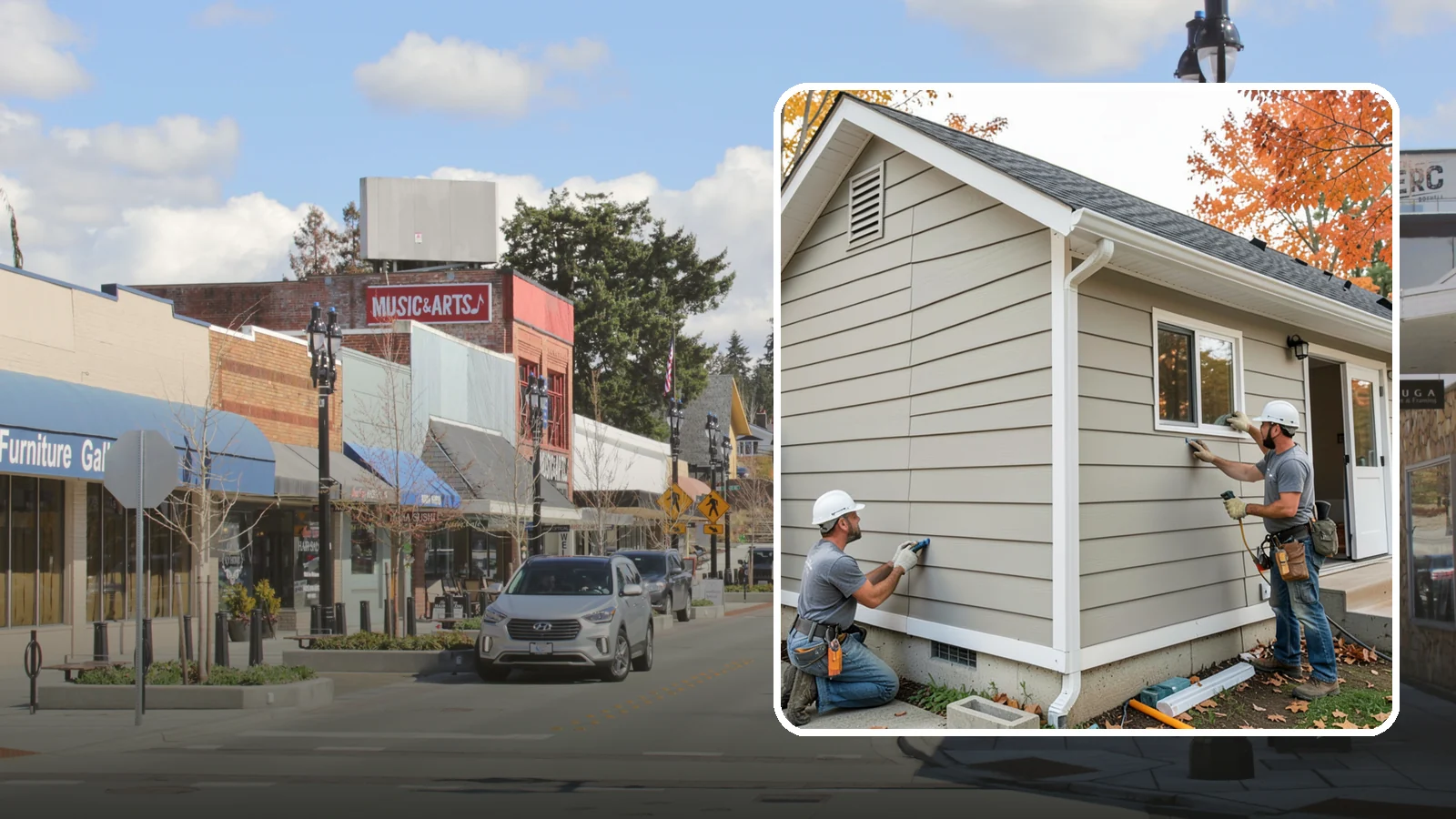 LP SmartSide Installation in Bothell, King County, WA - We install LP SmartSide engineered siding, treated to withstand the moisture, fungus, and pests common to Puget Sound.
