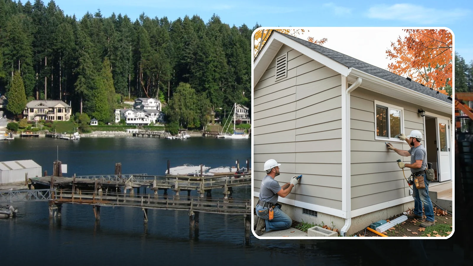 LP SmartSide Installation in Gig Harbor, Pierce County, WA - We install LP SmartSide engineered siding, treated to withstand the moisture, fungus, and pests common to Puget Sound.