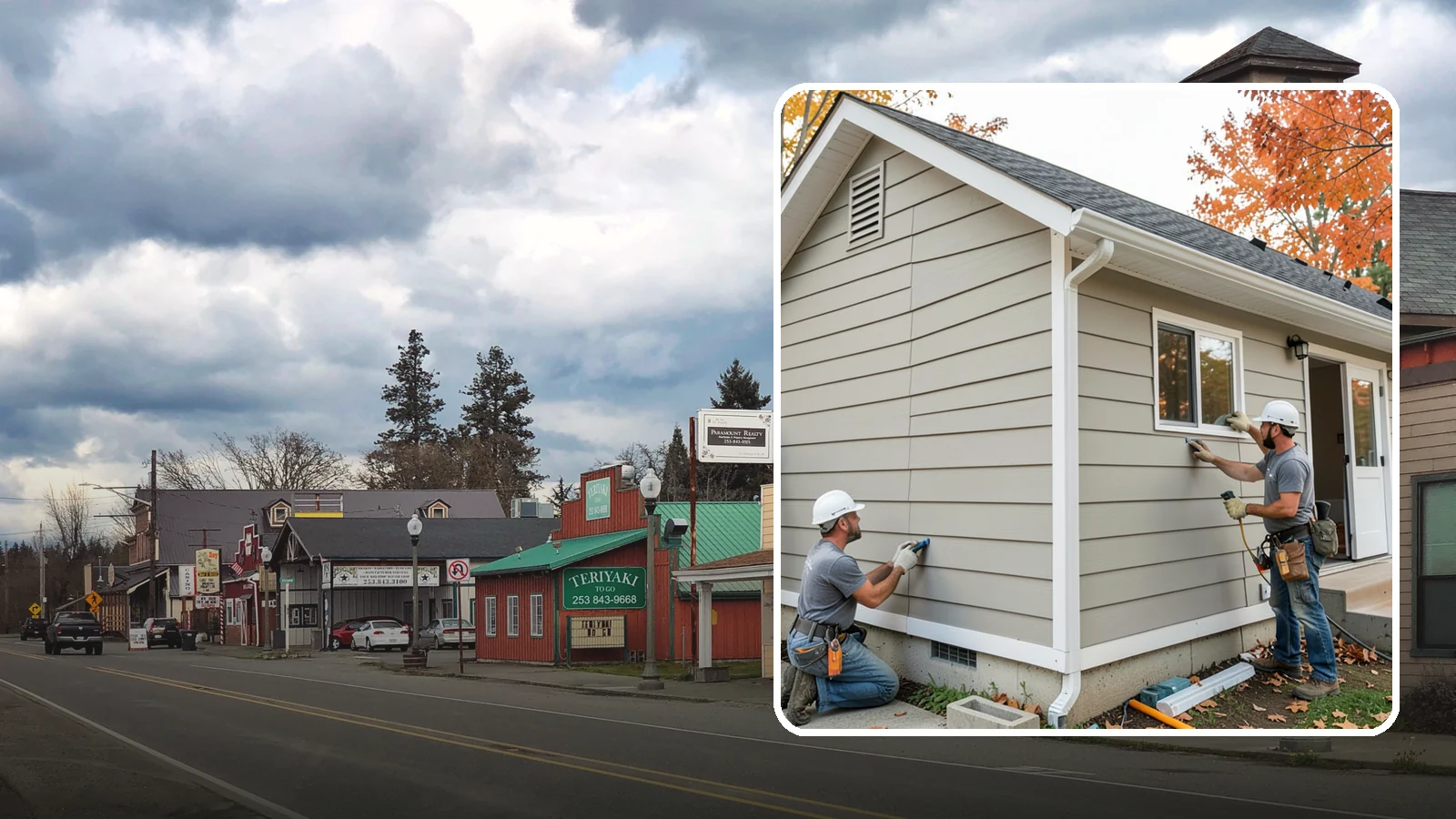 LP SmartSide Installation in Roy, Pierce County, WA - We install LP SmartSide engineered siding, treated to withstand the moisture, fungus, and pests common to Puget Sound.