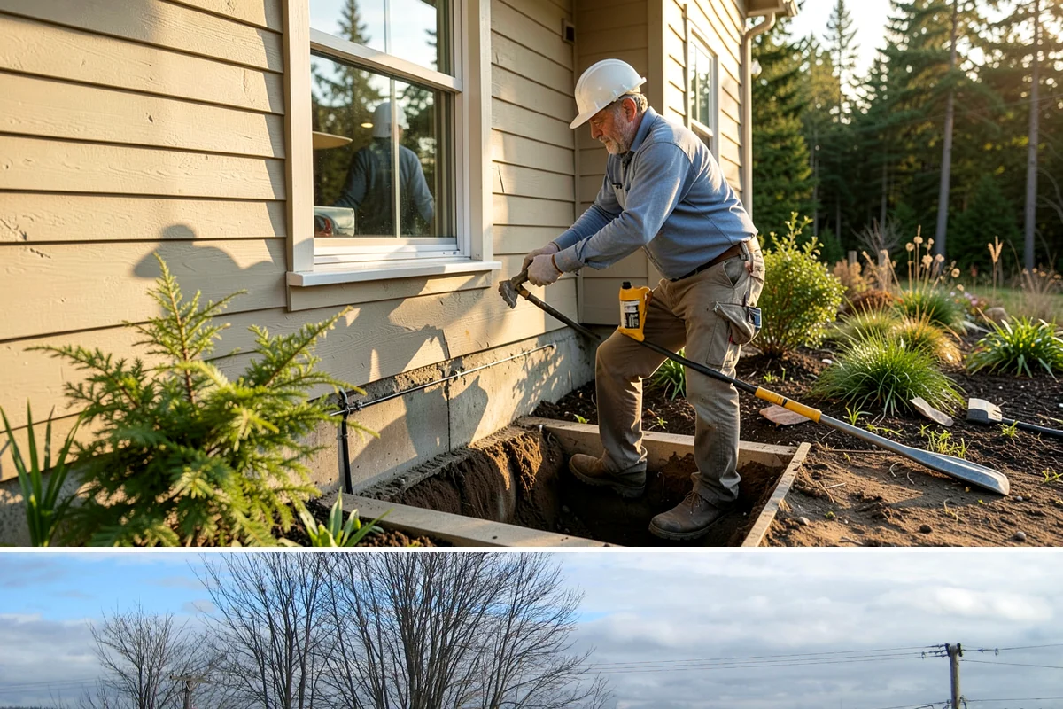 Luxury Home Construction in Langley, Island County, WA - Intricate exterior stone, glass, and roofing go best in the stable summer window, so we plan those phases for dry months.