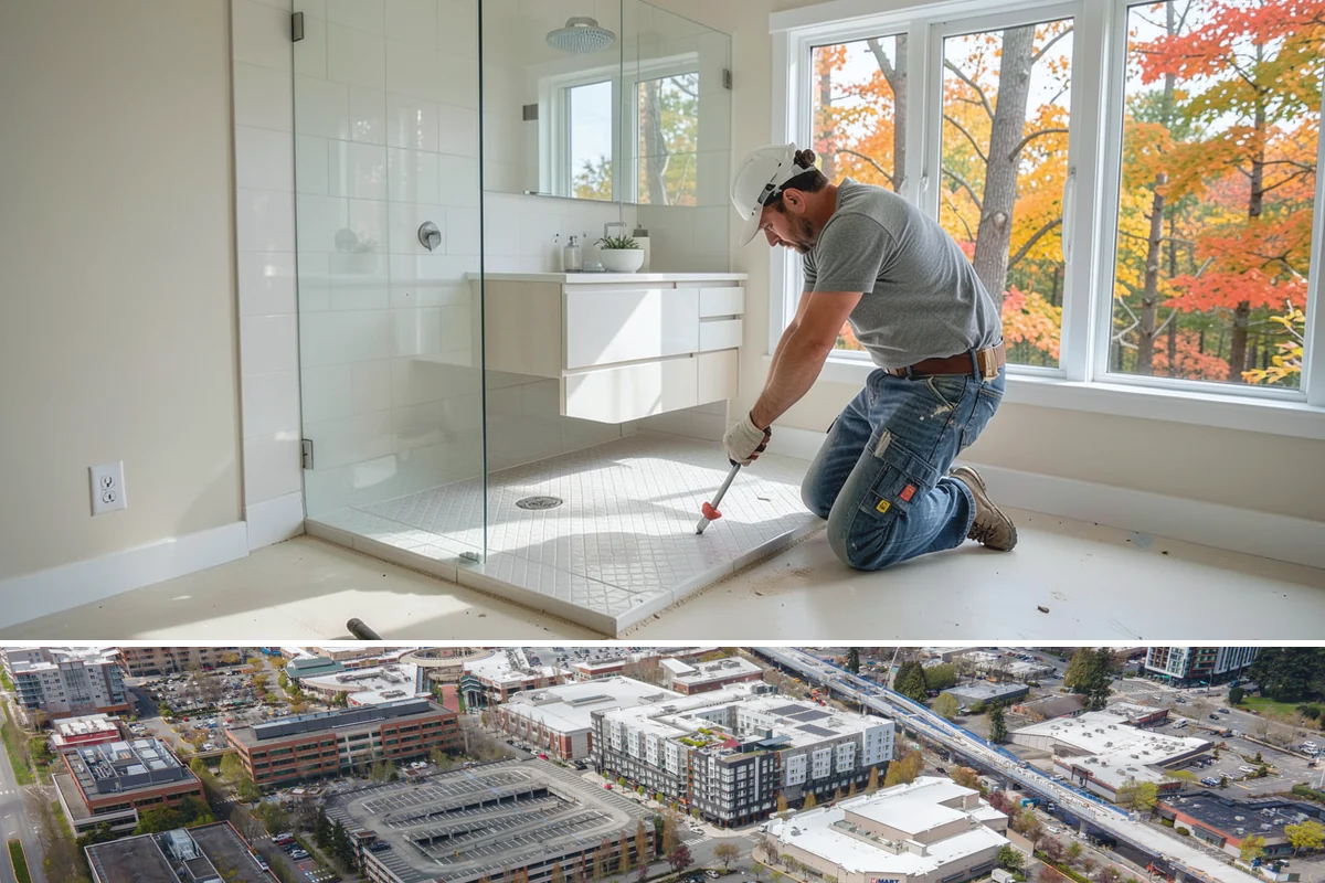 Luxury Home Construction in Redmond, King County, WA - Intricate exterior stone, glass, and roofing go best in the stable summer window, so we plan those phases for dry months.
