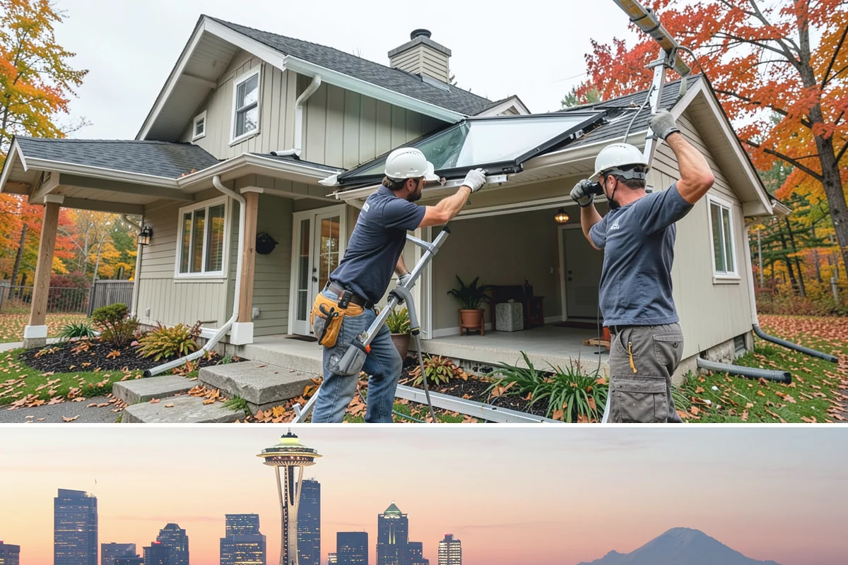 Luxury Home Construction in Seattle, King County, WA - Intricate exterior stone, glass, and roofing go best in the stable summer window, so we plan those phases for dry months.