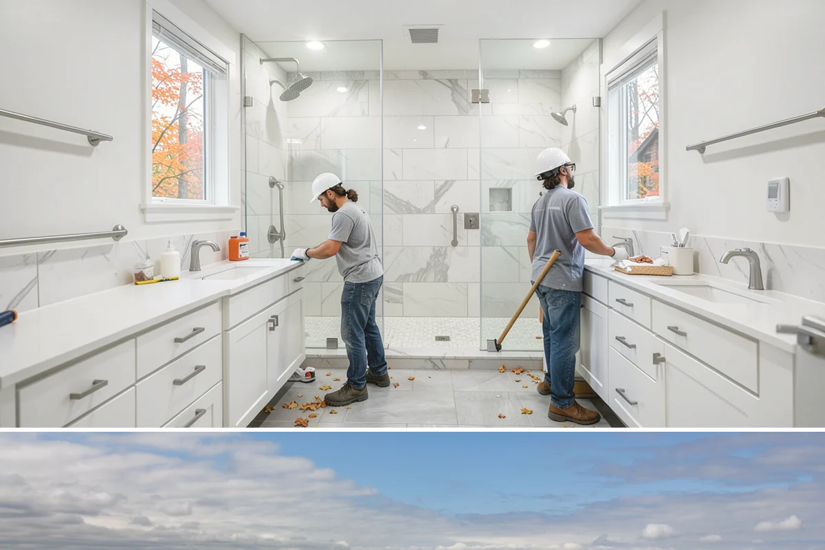 Luxury Home Construction in University Place, Pierce County, WA - Intricate exterior stone, glass, and roofing go best in the stable summer window, so we plan those phases for dry months.