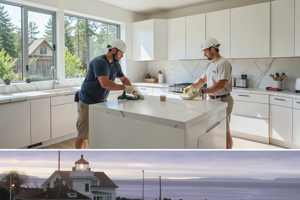 Luxury Vinyl Plank Flooring in Mukilteo, Snohomish County, WA - Because it is waterproof and low-fuss, LVP can be installed comfortably in any season, including our rainy winter months.