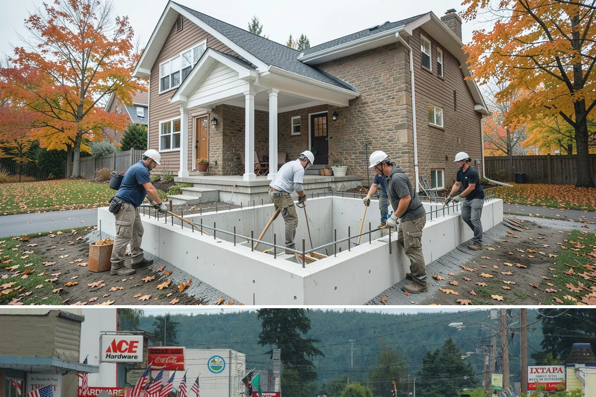 Mailbox Column Construction in Carnation, King County, WA - Dry weather from late spring through early fall lets the footing and mortar cure reliably.