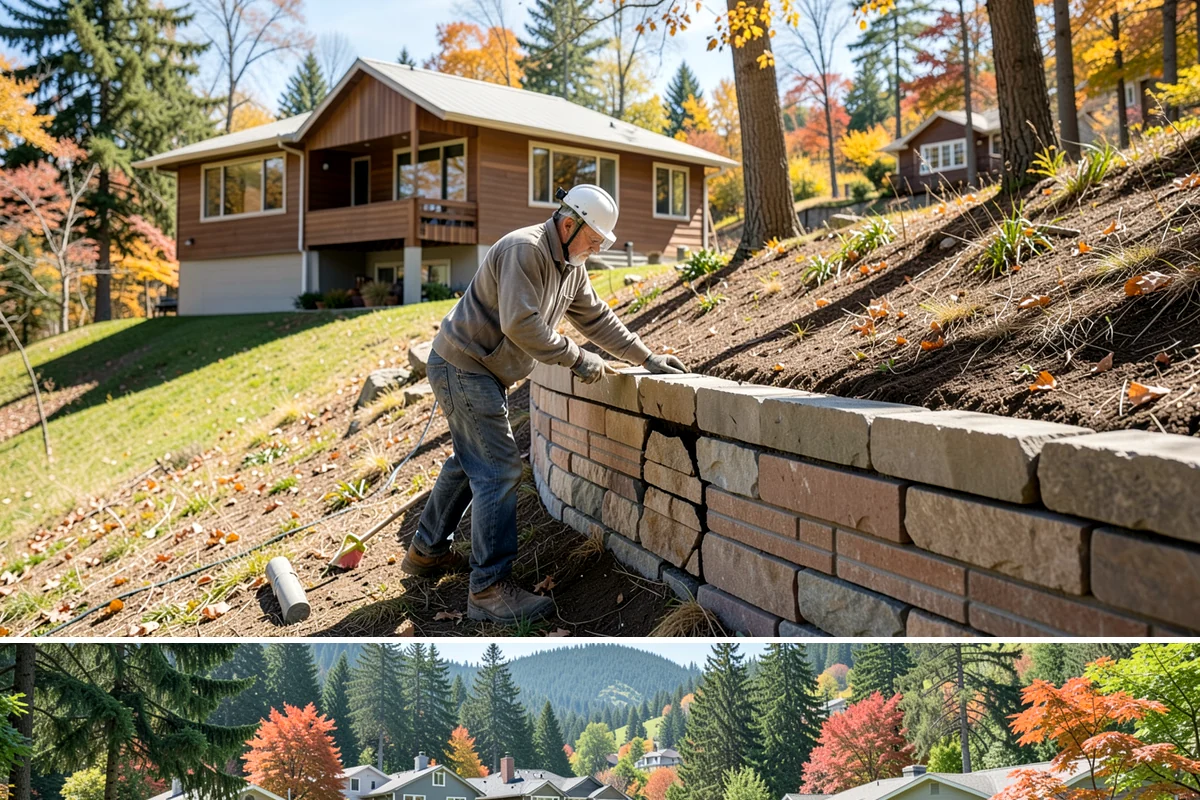 Mailbox Column Construction in Fircrest, Pierce County, WA - Dry weather from late spring through early fall lets the footing and mortar cure reliably.
