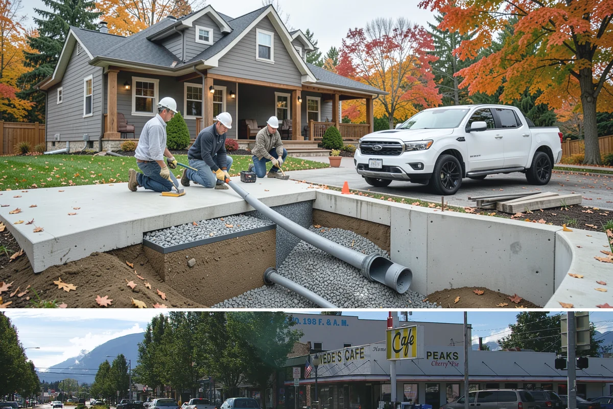 Mailbox Column Construction in North Bend, King County, WA - Dry weather from late spring through early fall lets the footing and mortar cure reliably.